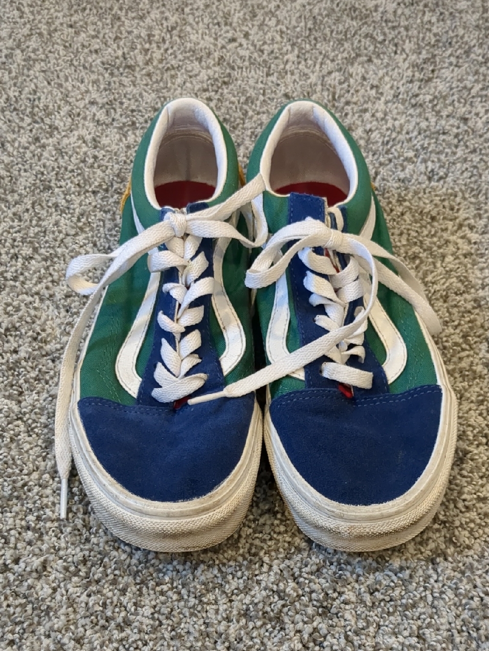 Women's Blue & Green Canvas Lace-Up Sneakers